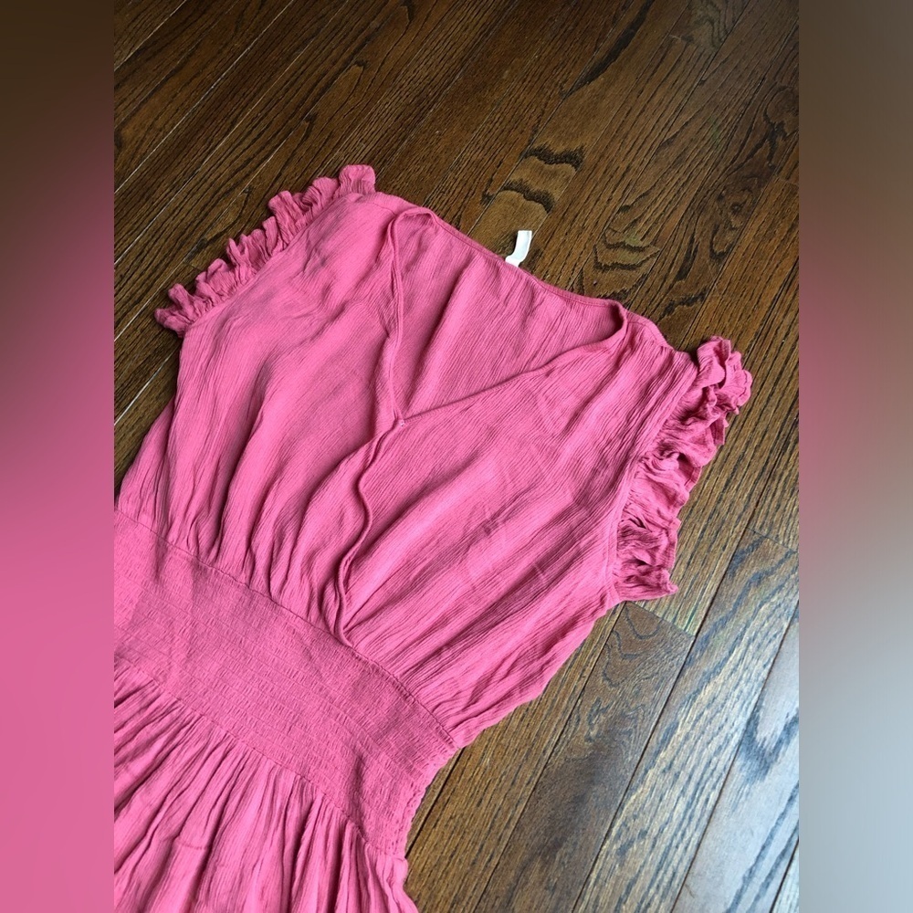 Elan Women’s M Rose Pink Short Lightweight Gauze Dress w/Smocked Waist - EUC! - Picture 5 of 11